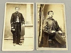 2 CIVIL WAR SOLDIERS CDV PHOTOGRAPH CARDS - TRAPP PHOTOS - TAX STAMP