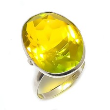Natural Citrine Gemstone Handmade 925 Sterling Silver Jewelry Ring Size 8.5 r923