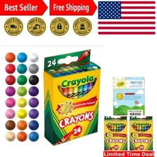 24-Count Classic Color Crayons - Fade Resistant for Kids & Adults