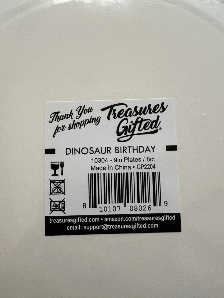 NOVO Lote de 2 Pacotes de Pratos de Festa de Aniversário Dinossauro Tesouros Presenteados - Imagem 3 de 3