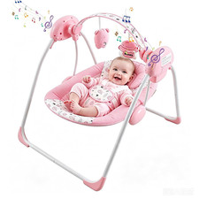Baby Swing for Infants, Compact Foldable with 5 Speeds, Music Soothing Vibrati