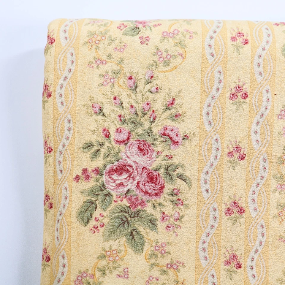 Paris Flea Market Moda Upholstery Fabric Yardage Pink Roses on Yellow 4 Yards - Image 3 of 4