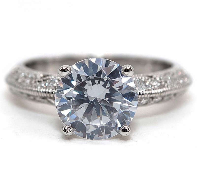 4CT Heat Treated Moissanite 925 Sterling Silver Ring Sz 8 MM2-5