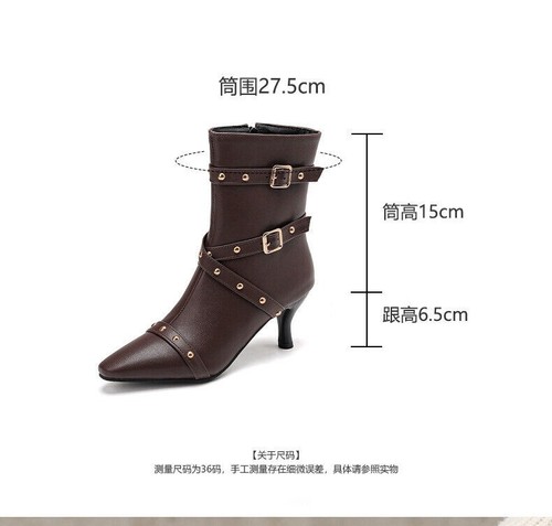Nuevo Botines Británicos Remachazados Punta Punta Caballero Botas Hebilla Tacones Altos Botas - Imagen 10 de 23