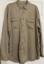 Carhartt FR Shirt Mens XL Flame Resistant Button Work FRS003 Khaki