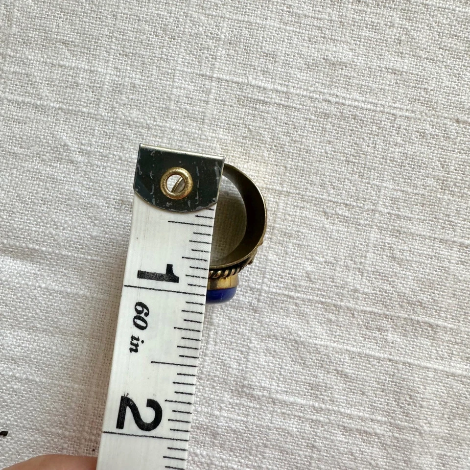 Anillo Vanessa Mooney Vintage Latón con Piedra Azul Ovalada Declaración Tamaño Ajustable Foto 3 de 4