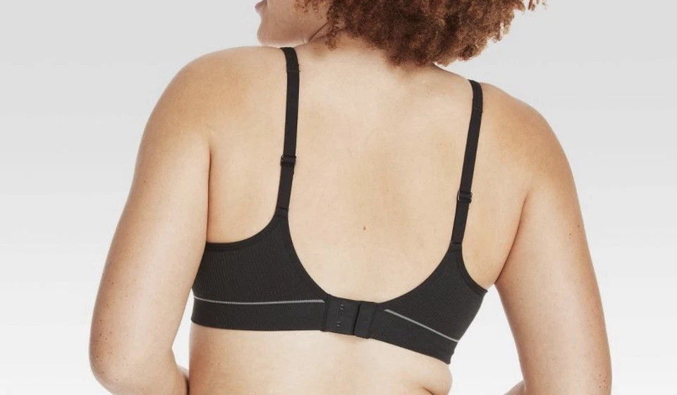 Sujetador contorno acanalado sin costuras Hanes Originals para mujer ligeramente forrado talla grande Foto 2 de 4