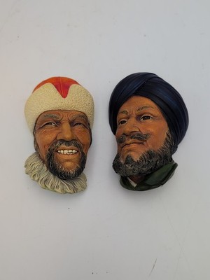 Lot of 2- Bossons Head Chalkware: Sikh #43 & Himalayan England Wall Mount