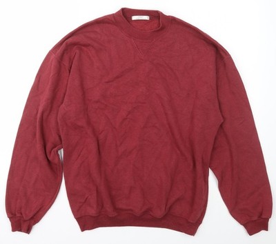 Marks and Spencer Damen Pullover Pulli rot Stehkragen Baumwolle Größe S