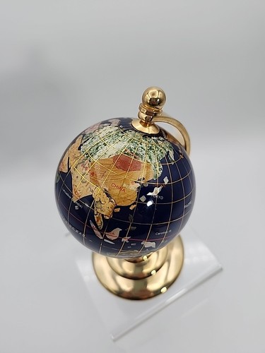 World Globe Inlaid Semi Precious Gemstones 5.75”T, Lapis Lazuli, Abalone Pearl - Bild 5 von 24