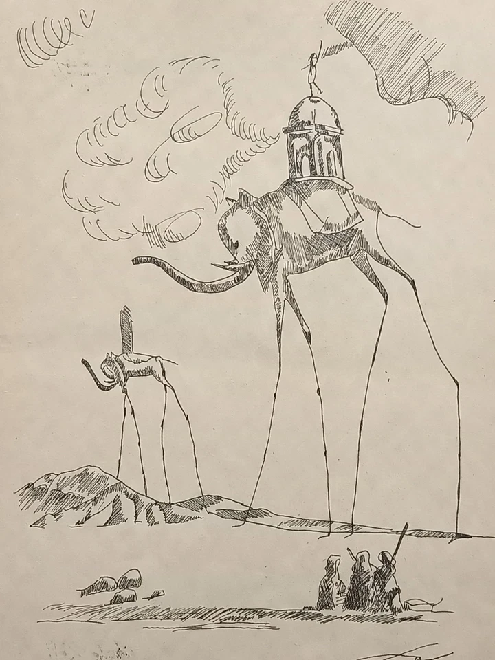 Salvador Dalí Drawing on paper (Handmade) signed and stamped mixed media. - Image 4 of 4