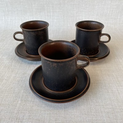 Arabia Finland RUSKA Mug Cup & Saucer Set Of 3 Vintage Stoneware
