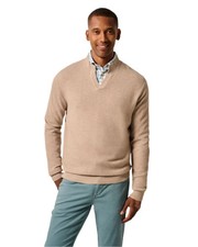 johnnie-O Esteban Johnny Collar Sweater Sand Tan Beige Mens Size S NWT 228