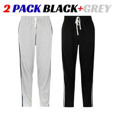 2 PACK MENS LOUNGE PANTS PYJAMAS STRIPED JOG BOTTOMS PJS NIGHTWEAR TROUSER S-3XL