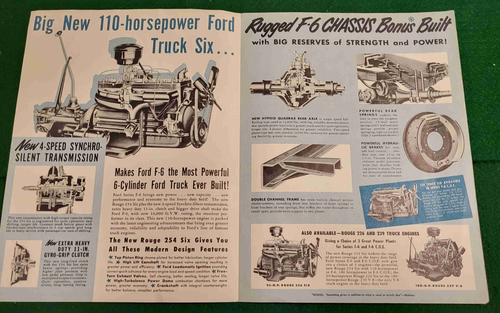 Brochure vendita colori 8 pagine Ford F-6 Trucks 1950; Dumper F-6 "Rouge 254" - Foto 2 di 4