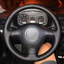 DIY Black Leather Steering Wheel Cover For VW Golf 4 MK4 Passat B5 1998-2005 Old