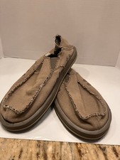 Sanuk Shoes Men’s Sz 11 Brown/ Natural Sidewalk Surfers Loafers Hemp Slip On