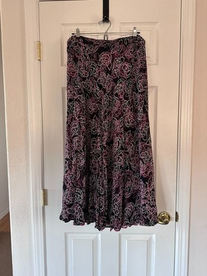 Coldwater Creek Reversible Skirt, Pink & Black Floral, Size XXL