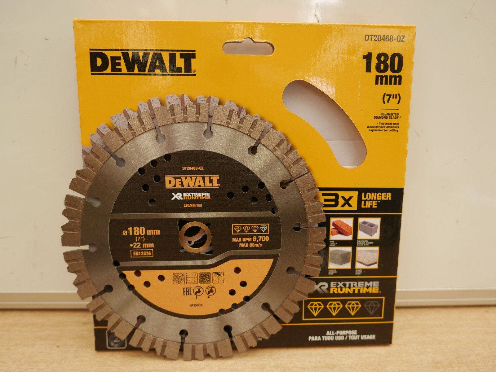 DeWALT DT20468 7"" 178mm hard material diamond cutting disc