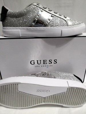 GUESS Women's Ganessa Sneaker Size M Silver Texture New With Box - Main Image