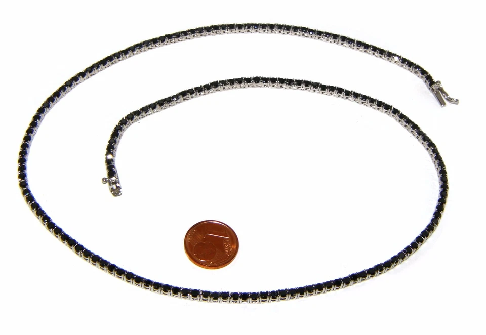 collana tennis argento 925 nero zirconi 2,5mm donna uomo brillanti collier - Immagine 3 di 4