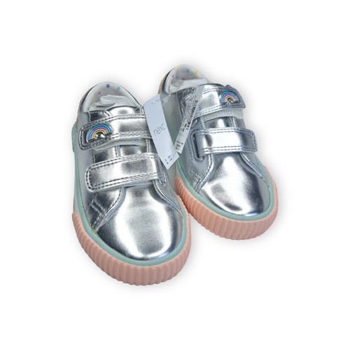 Scarpe d'argento per ragazze Next scintillanti scarpe decorative arcobaleno - bambini piccoli taglia 10 - Foto 3 di 11