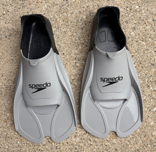 Speedo Biofuse Training Fins Gray & Black Rubber Size XL Unisex (M10-11/W11-12)