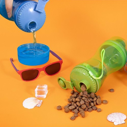 Botella de agua de comida 2 en 1 + cuenco congelable para mascotas perro cachorro viaje de verano - Imagen 2 de 7