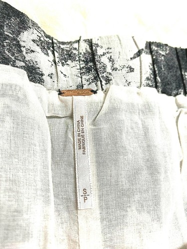 Free People Gray White Boho Abstract Floral Linen Blend Shorts S/P NWT - Picture 5 of 5