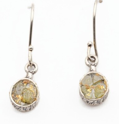 Daimonds Sterling Silver 925 Earrings Raw Rough Yellow 24k Gold