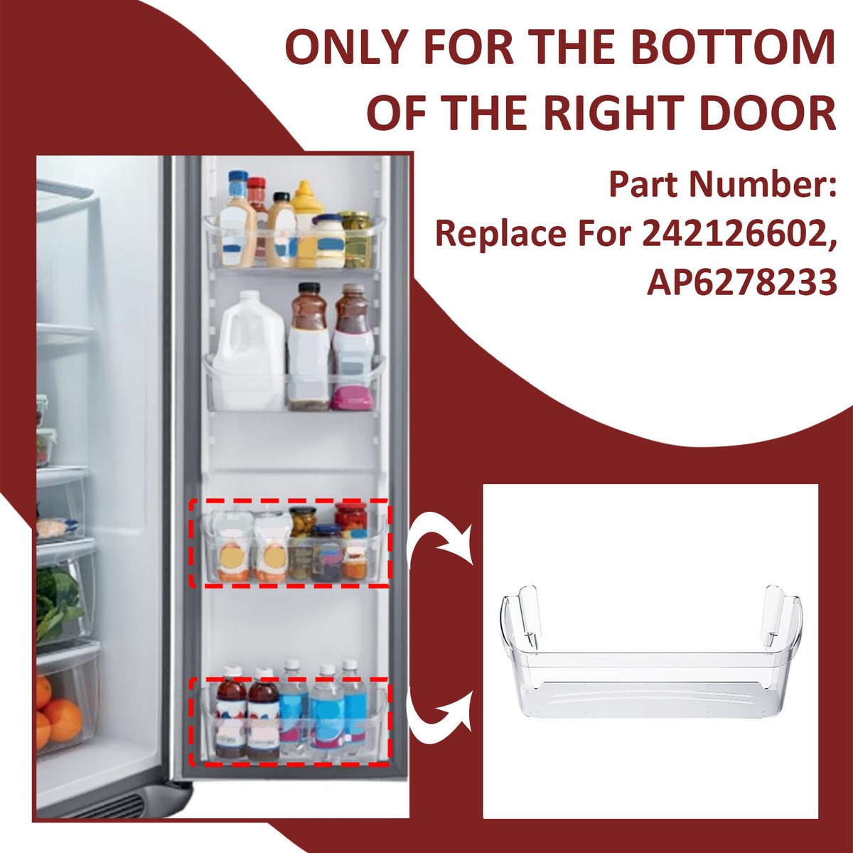 PartsBroz 242126602 Cestello Porta Per Frigorifero - Ricambio Per Frigidaire FFSS2615TS0, LFSS2612TF0 E Altri