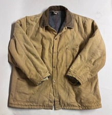 Vintage 80s Dickies USA Made Mens Blanket Detroit Style Brown Duck Canvas Jacket