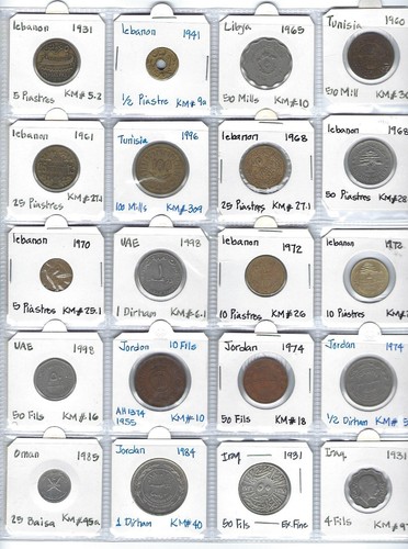 Middle East: Good Value 51 Different Countries Extremely Fine Coins. As Shown