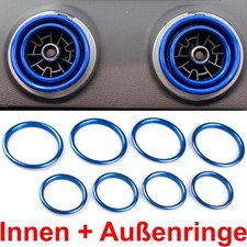 L&uuml;ftungsringe Innen + Au&szlig;en Aluminium Blau Ringe passend f&uuml;r Audi A3 S3 RS3 Q2