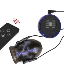 Man Electric E-Stim Penis Stretcher Enhancer Ball-Scrotum-Ring-Delay Ejaculation