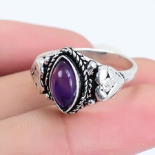 African Amethyst Gemstone Handmade Ethnic Silver Jewelry Ring RSU12