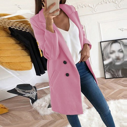 Womens Thicken Coat Plus Size Fleece Lapel Long Winter Outwear Trench Coat Tops - Picture 9 of 14