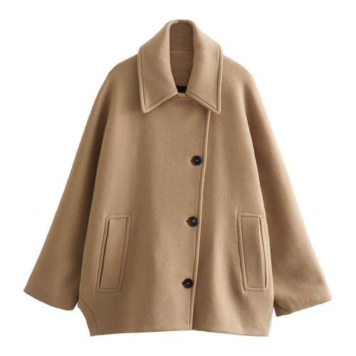 Trench cappotto donna lana monopetto risvolto colletto poncho maniche - Foto 19 di 33
