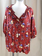 a.n.a. PXXL Winie Floral Red Top New with Tags