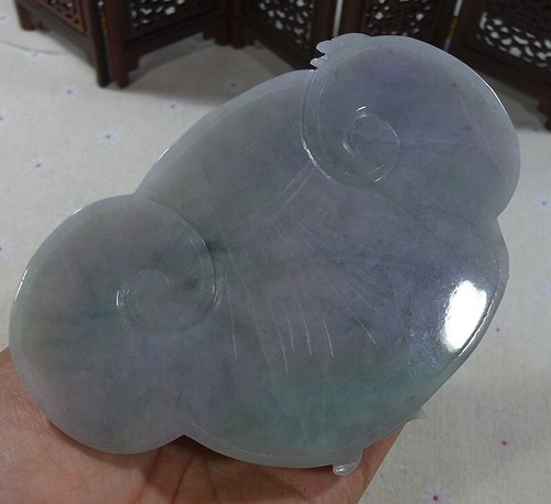 Statua intaglio rondella scrittura drago giadeite tipo A naturale vintage - Foto 6 di 9