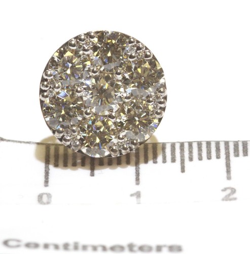 14k rose gold 4.76ct VS2-SI2 diamond large round cluster earrings 4.9g Natural - Imagen 10 de 12