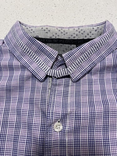 Camisa de vestir a cuadros púrpura English Laundry Blaque Label para hombre talla grande - Imagen 9 de 10
