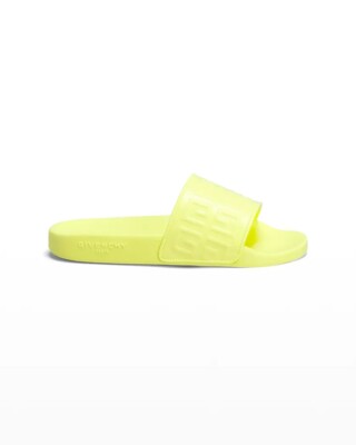 Givenchy Yellow Fluo Slide 4G Sandals Givenchy Logo Label Slide Sandals | Neiman Marcus main image 4