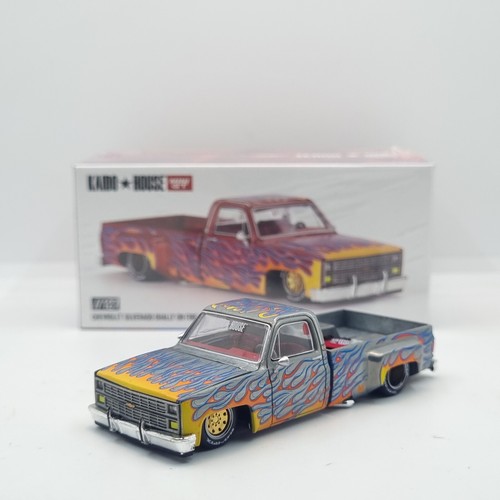 MINI GT KAIDO HOUSE CHEVROLET SILVERADO DUALLY ON FIRE V1 KHMG127 CHASE