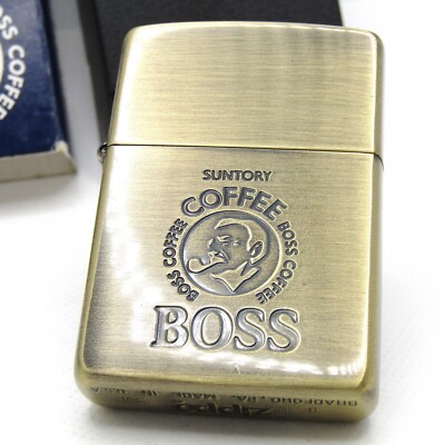 Suntory Boss Coffee Solid Brass Zippo Oil Lighter 1995 MIB