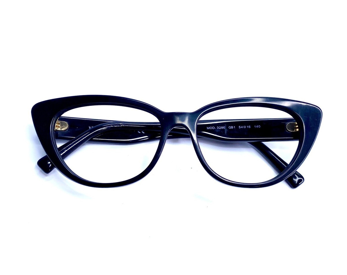 Versace Black Gold Retro Cat Eye Medusa Temple Glasses Italy