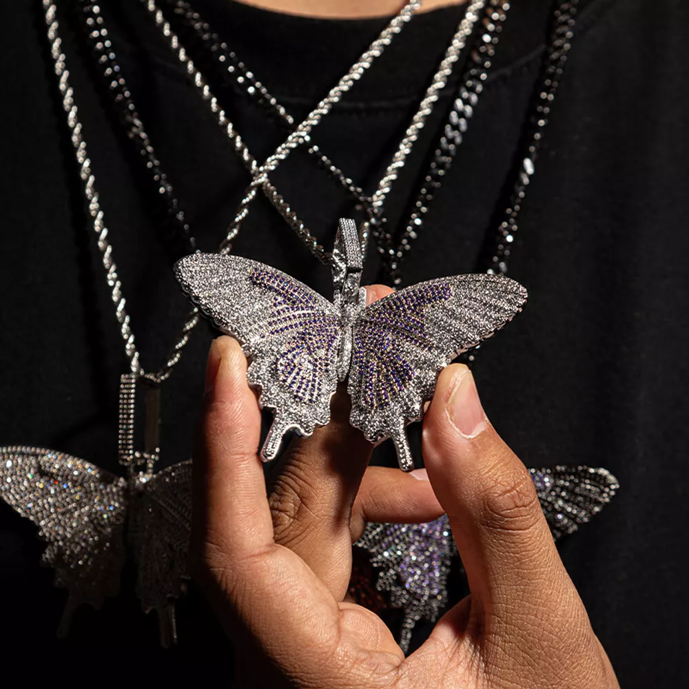 Iced butterfly necklace deals