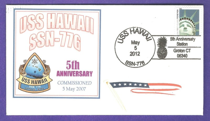 GREYTCOVERS NAVAL COVER USS HAWAII SSN-776 5TH ANNIVERSARY OF COMMISSIONING