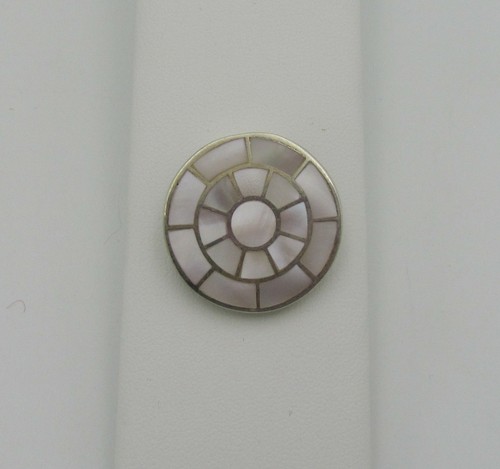 Ciondolo tondo sterling con intarsio madreperla timbrato 925 retro dettagliato - Foto 2 di 5