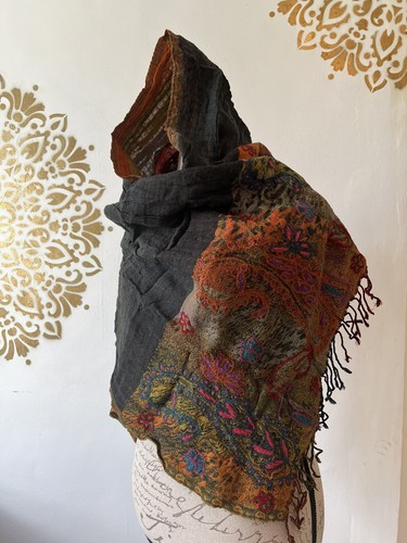NEW Kashmiri shawl Kashmir Scarf Boiled Wool Cashmere Wrap Large Embroidered US